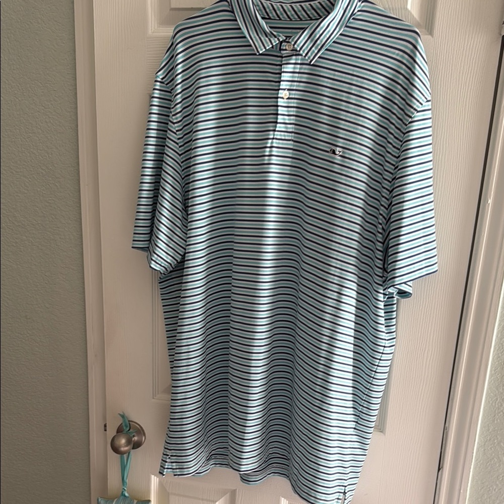Vineyard Vines Blue and White Striped Polo Shirt